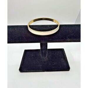 Vtg Monet Gold White Enamel Bangle Bracelet Spring Summer Stackable